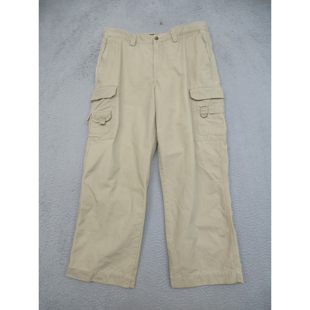 Eddie Bauer Utility Fit Cargo Pants Mens 34x30 Khaki 100% Cotton Hiking Workwear